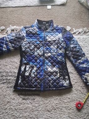 Dolcezza Womans S Quilted Blue Multi-Pattern Jacket